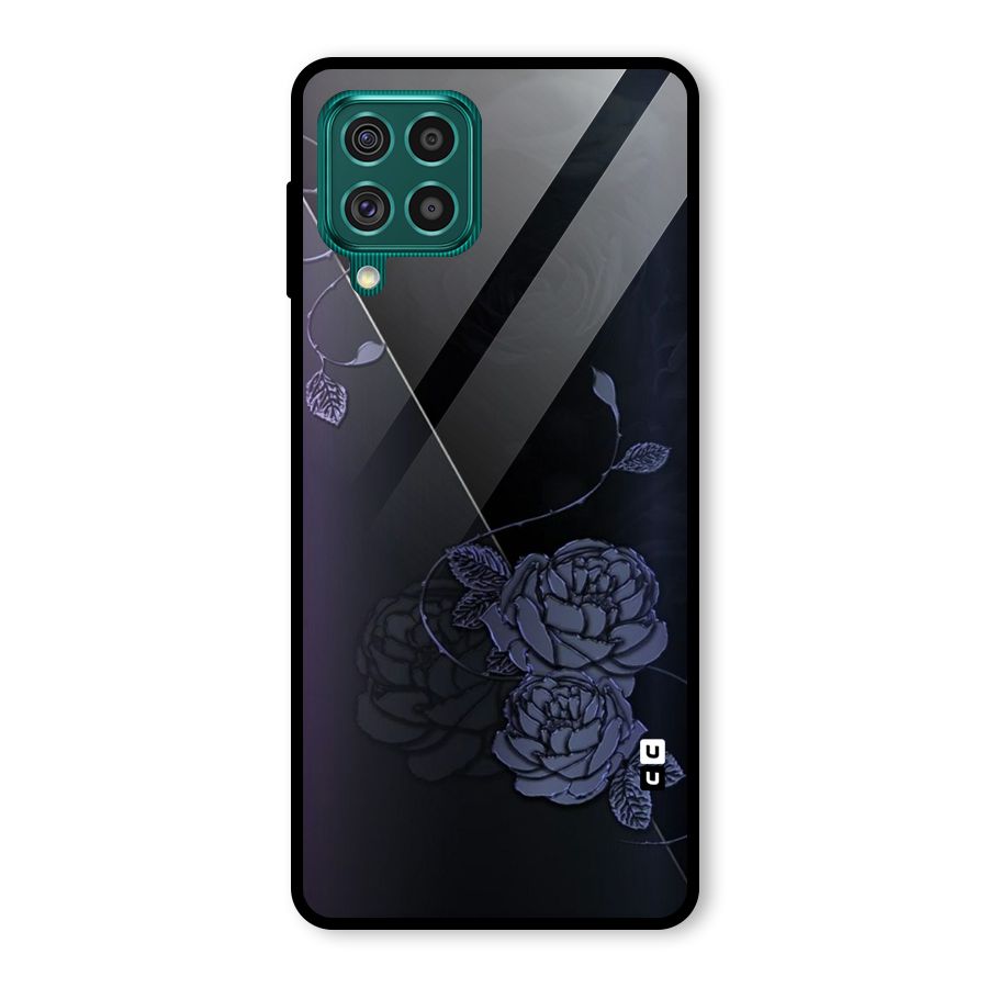 Voilet Floral Design Glass Back Case for Galaxy F62