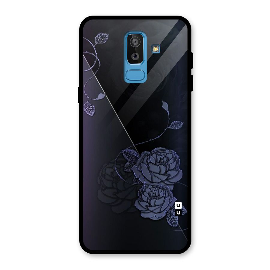 Voilet Floral Design Glass Back Case for Galaxy J8