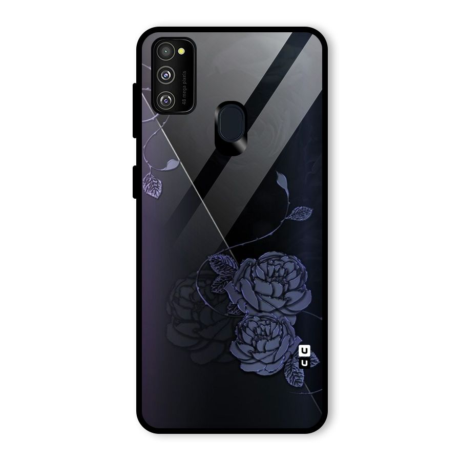 Voilet Floral Design Glass Back Case for Galaxy M30s