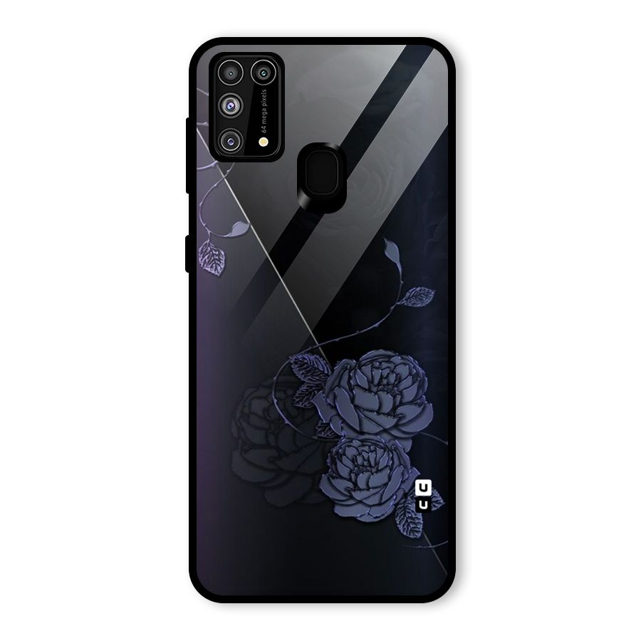 Voilet Floral Design Glass Back Case for Galaxy M31