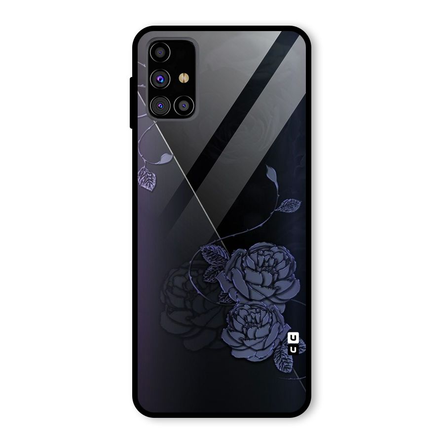 Voilet Floral Design Glass Back Case for Galaxy M31s