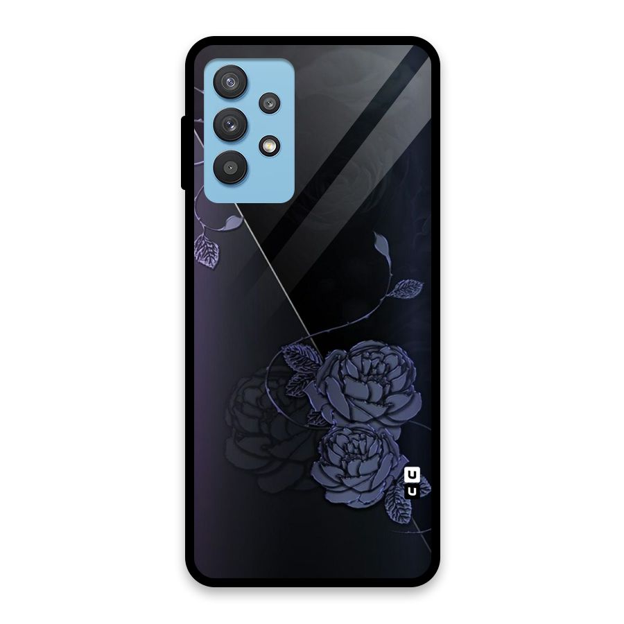 Voilet Floral Design Glass Back Case for Galaxy M32 5G