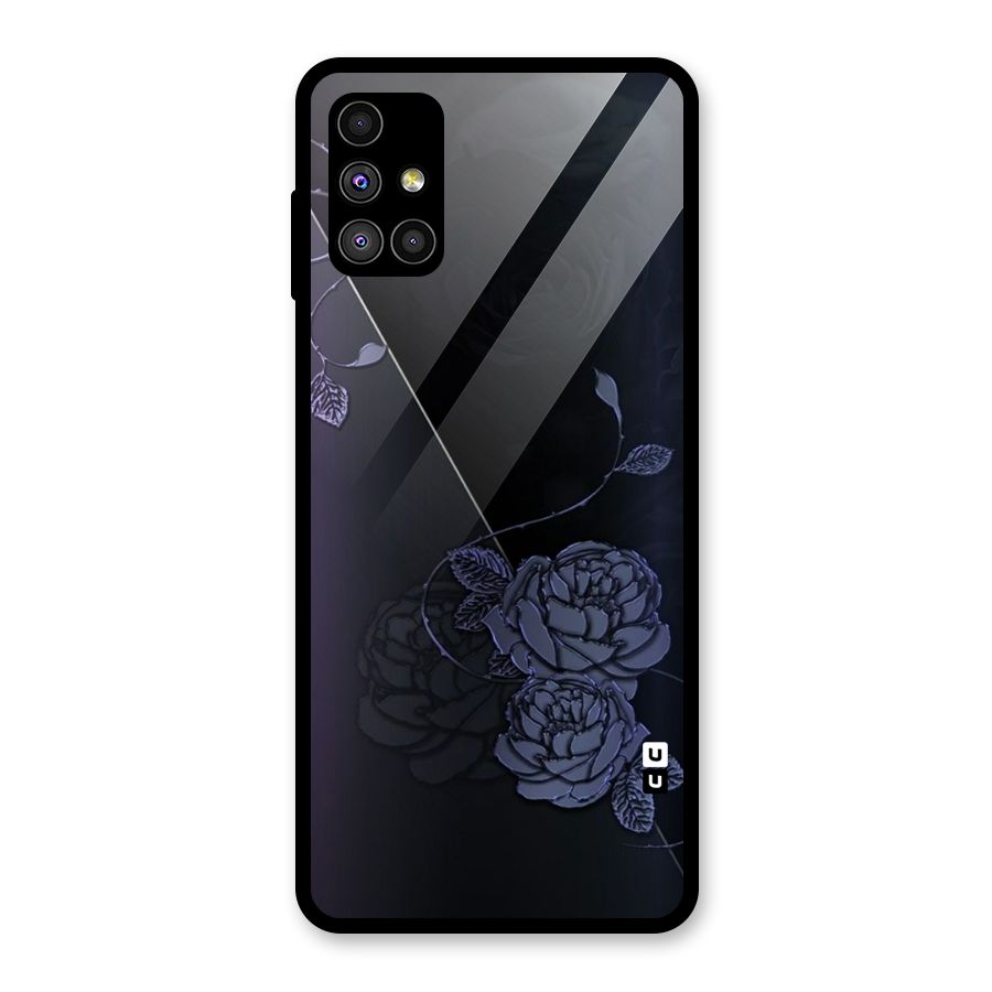 Voilet Floral Design Glass Back Case for Galaxy M51