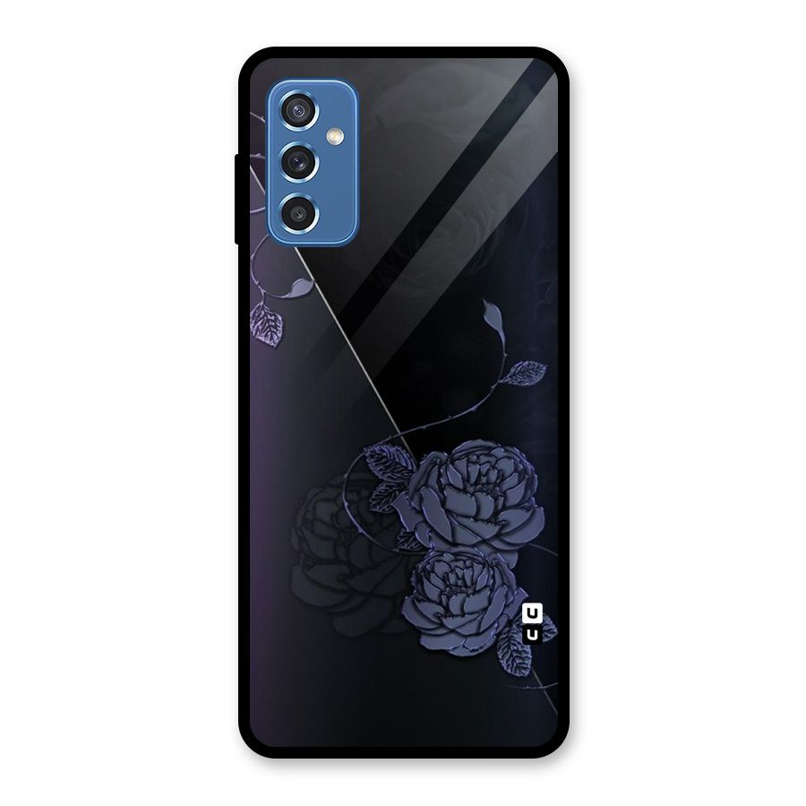 Voilet Floral Design Glass Back Case for Galaxy M52 5G