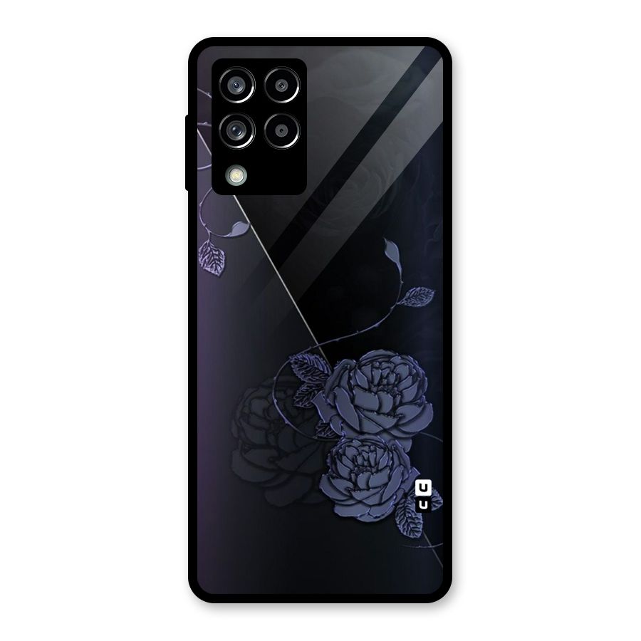 Voilet Floral Design Glass Back Case for Galaxy M53 5G