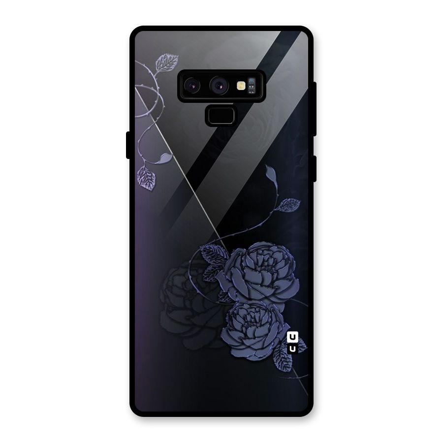 Voilet Floral Design Glass Back Case for Galaxy Note 9