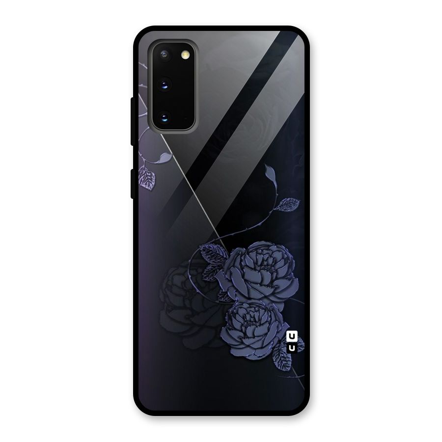Voilet Floral Design Glass Back Case for Galaxy S20