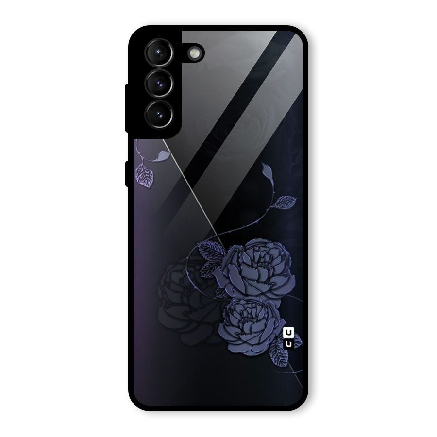 Voilet Floral Design Glass Back Case for Galaxy S21 Plus