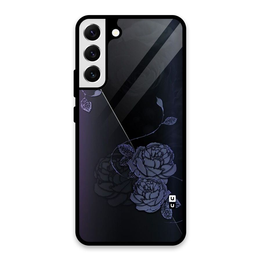 Voilet Floral Design Glass Back Case for Galaxy S22 Plus 5G