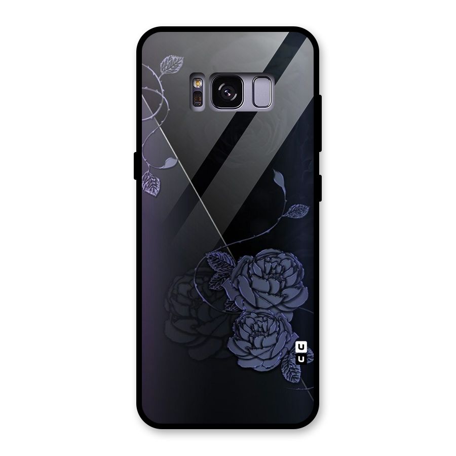 Voilet Floral Design Glass Back Case for Galaxy S8
