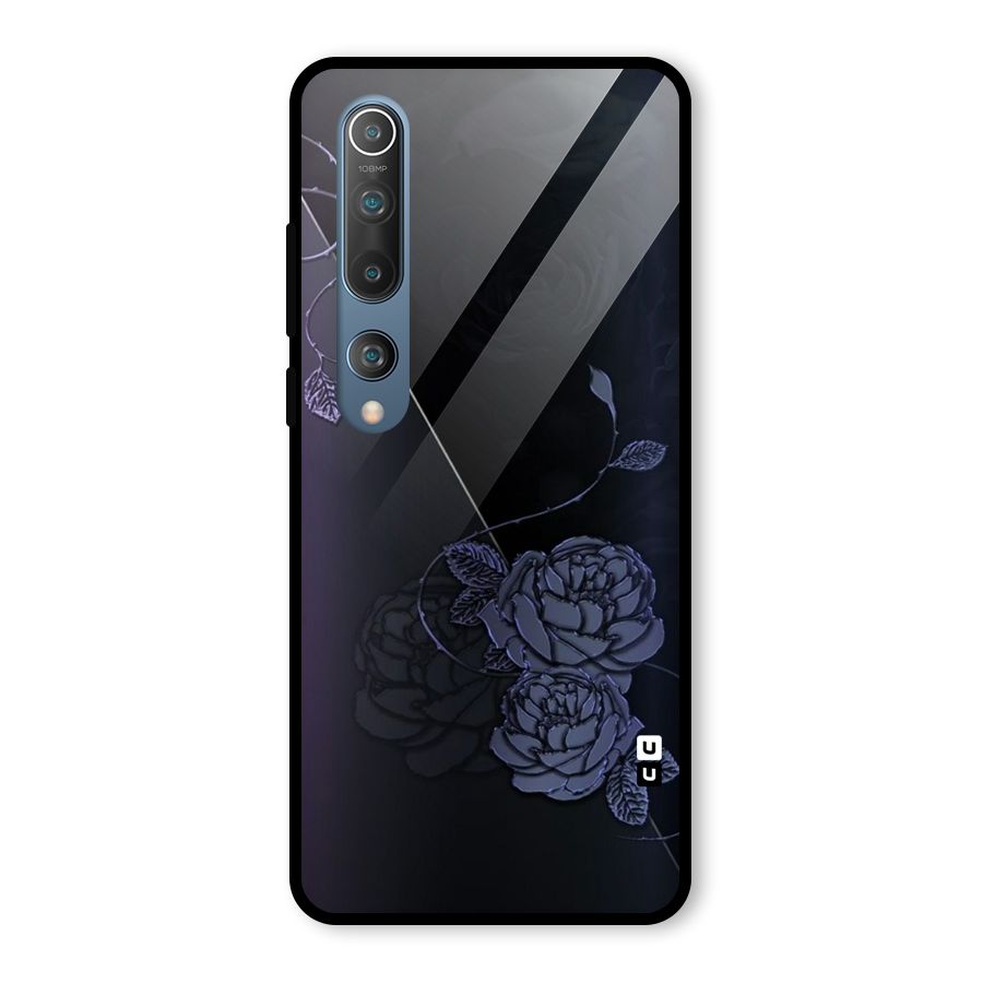 Voilet Floral Design Glass Back Case for Mi 10