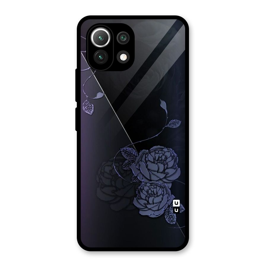 Voilet Floral Design Glass Back Case for Mi 11 Lite