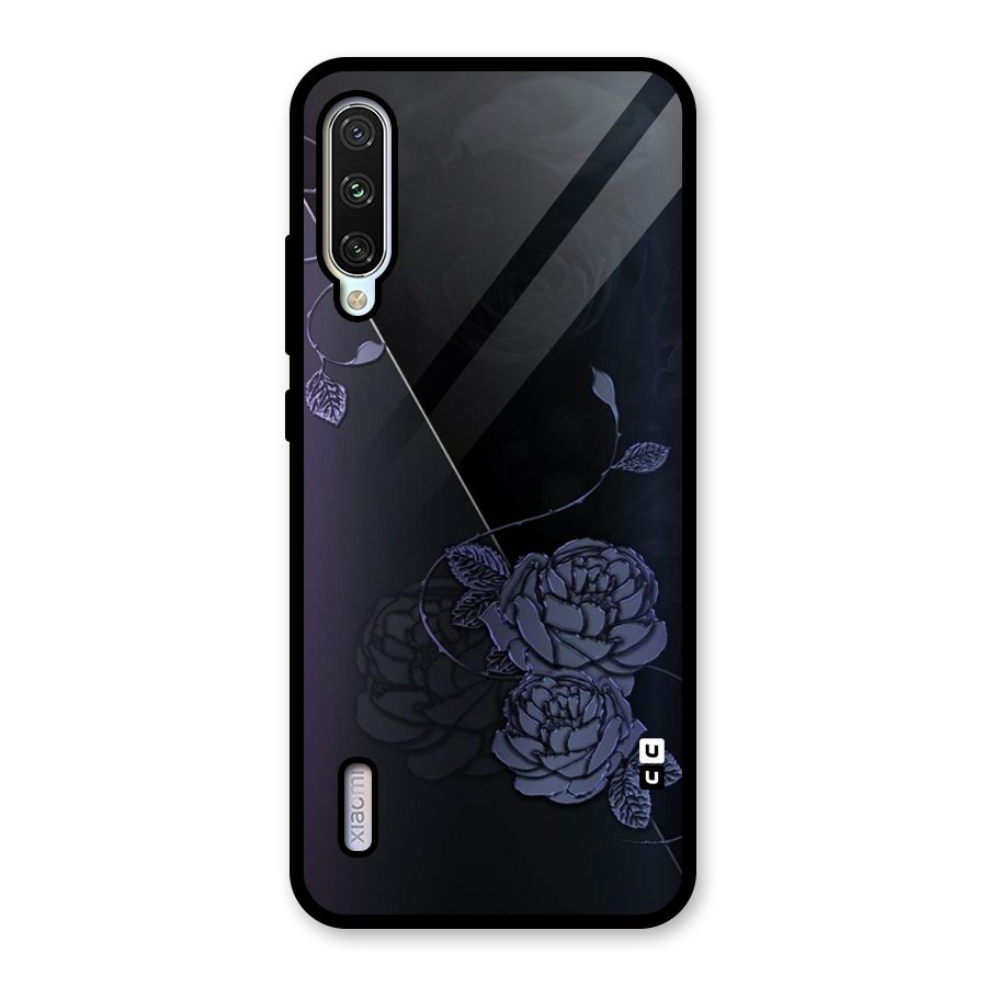 Voilet Floral Design Glass Back Case for Mi A3