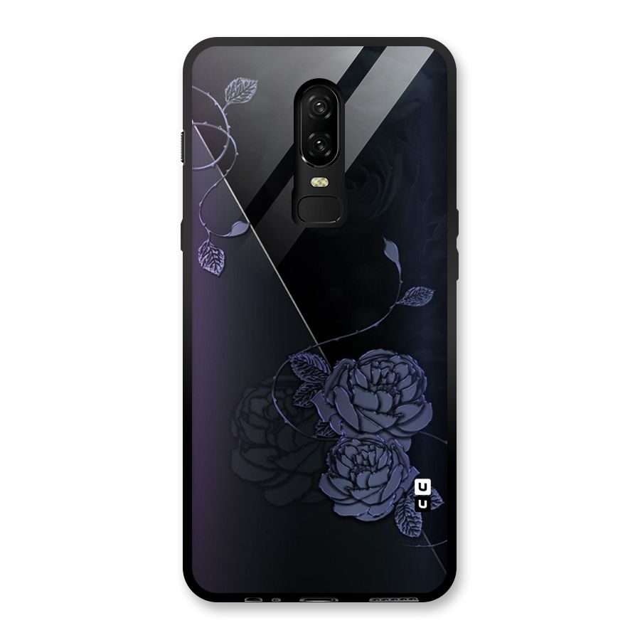 Voilet Floral Design Glass Back Case for OnePlus 6
