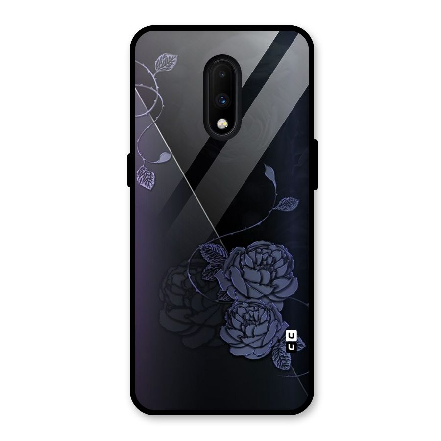 Voilet Floral Design Glass Back Case for OnePlus 7