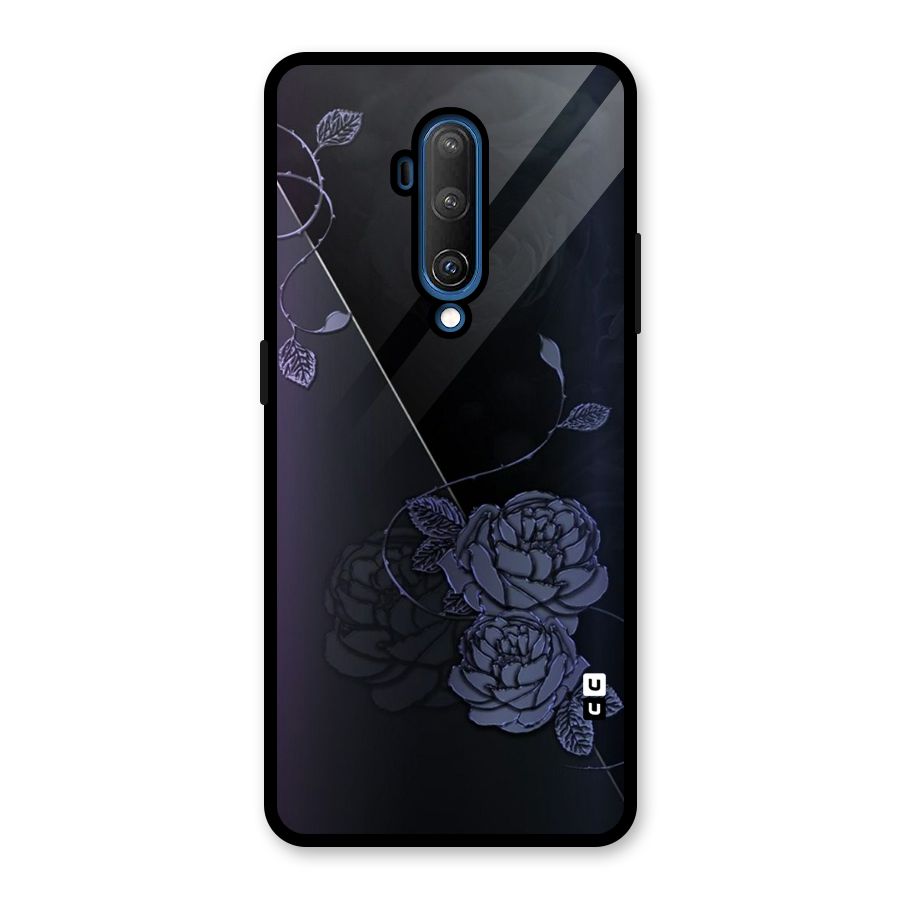 Voilet Floral Design Glass Back Case for OnePlus 7T Pro