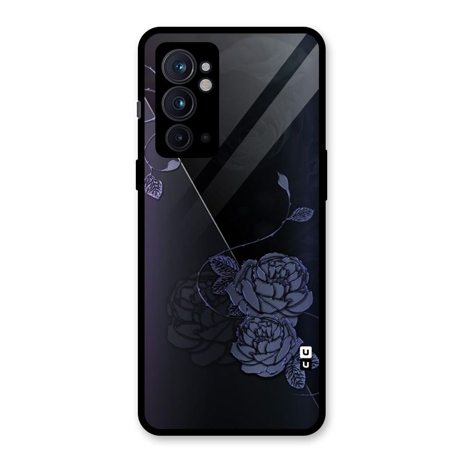 Voilet Floral Design Glass Back Case for OnePlus 9RT 5G