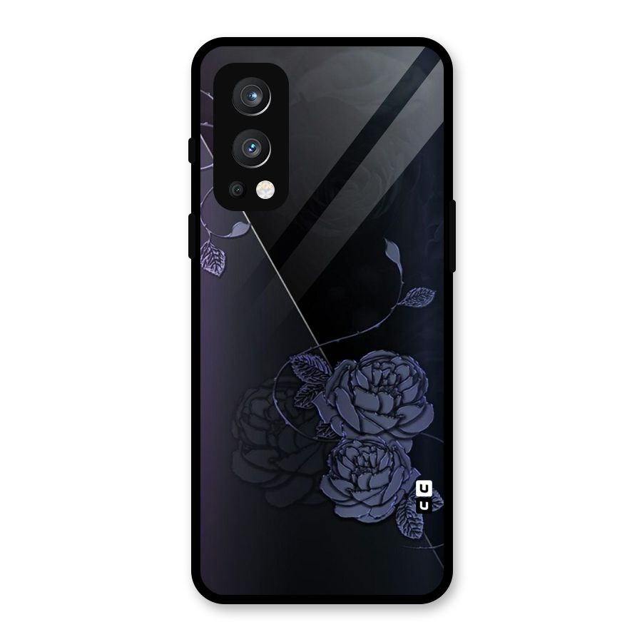 Voilet Floral Design Glass Back Case for OnePlus Nord 2 5G