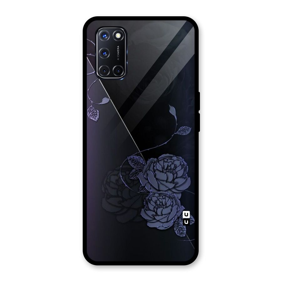 Voilet Floral Design Glass Back Case for Oppo A52