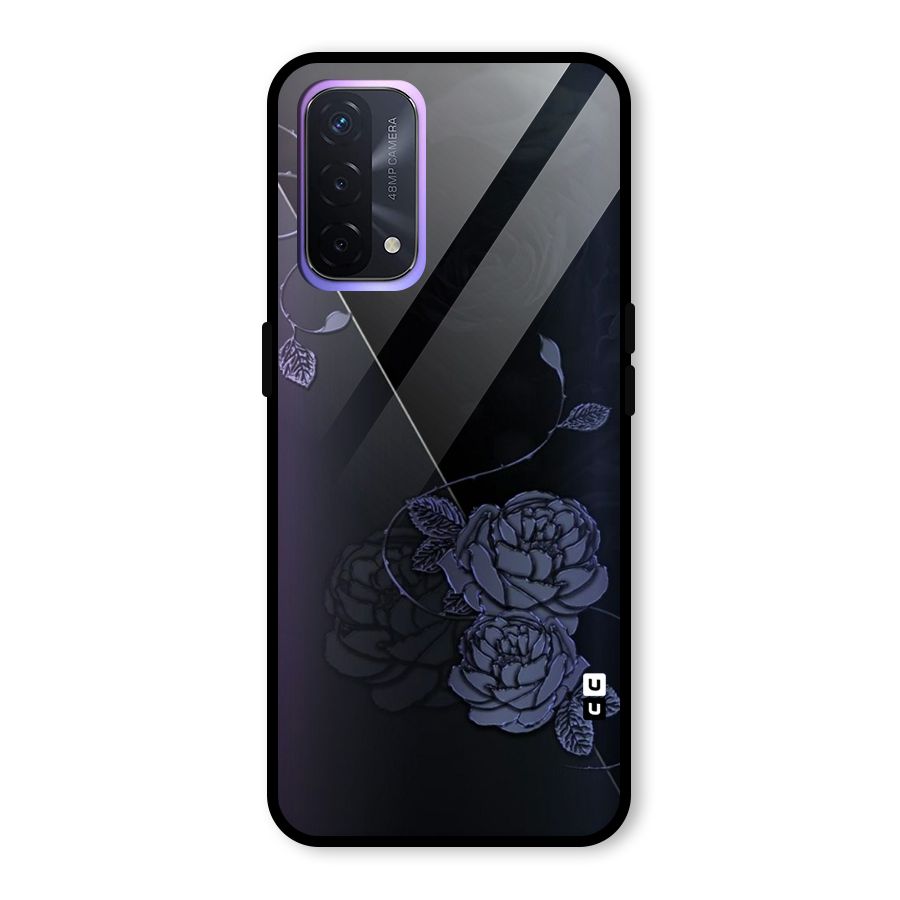 Voilet Floral Design Glass Back Case for Oppo A74 5G
