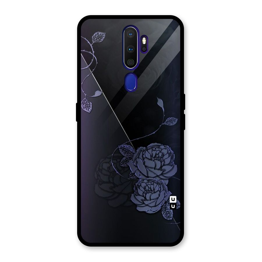 Voilet Floral Design Glass Back Case for Oppo A9 (2020)