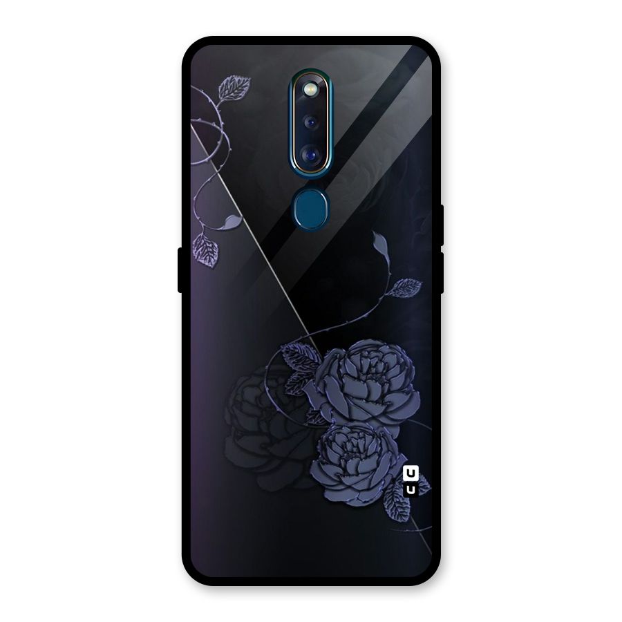 Voilet Floral Design Glass Back Case for Oppo F11 Pro