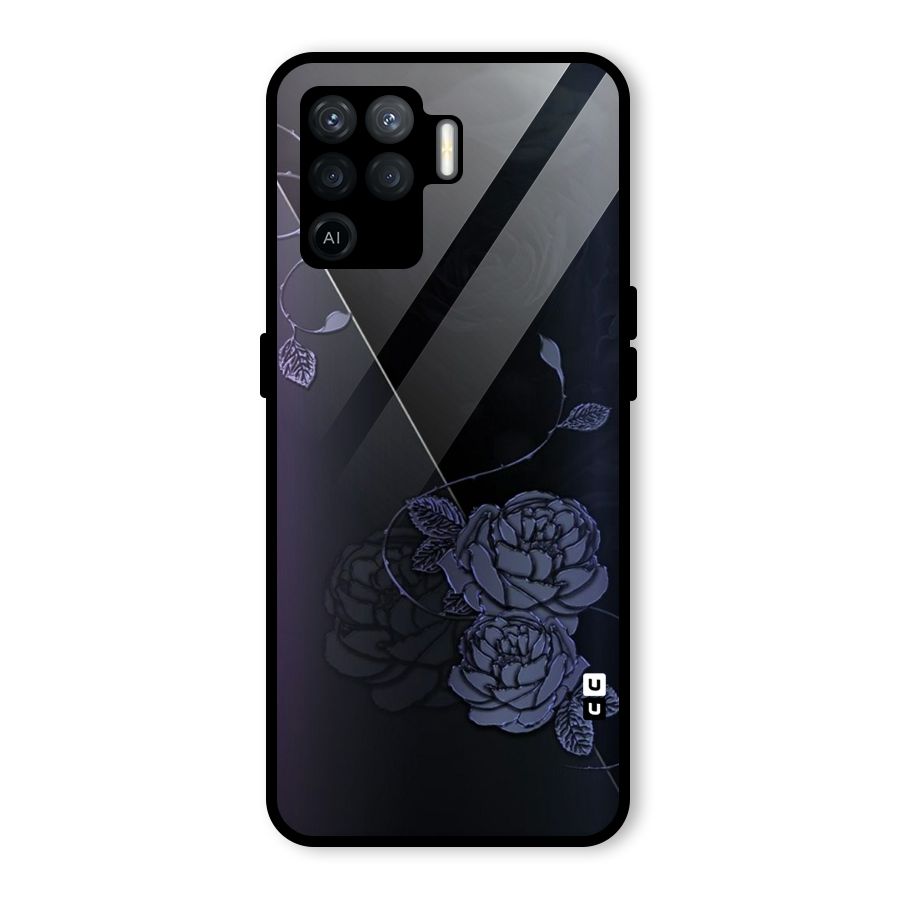 Voilet Floral Design Glass Back Case for Oppo F19 Pro