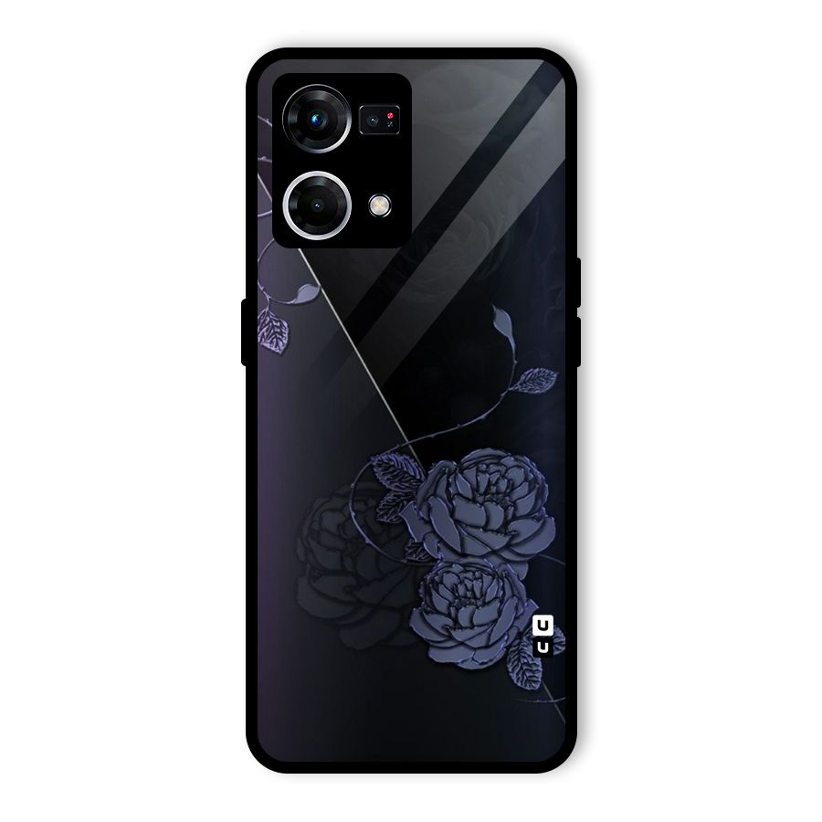 Voilet Floral Design Glass Back Case for Oppo F21 Pro 4G