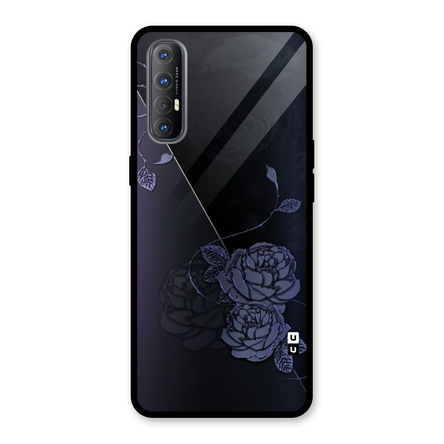 Voilet Floral Design Glass Back Case for Oppo Reno3 Pro