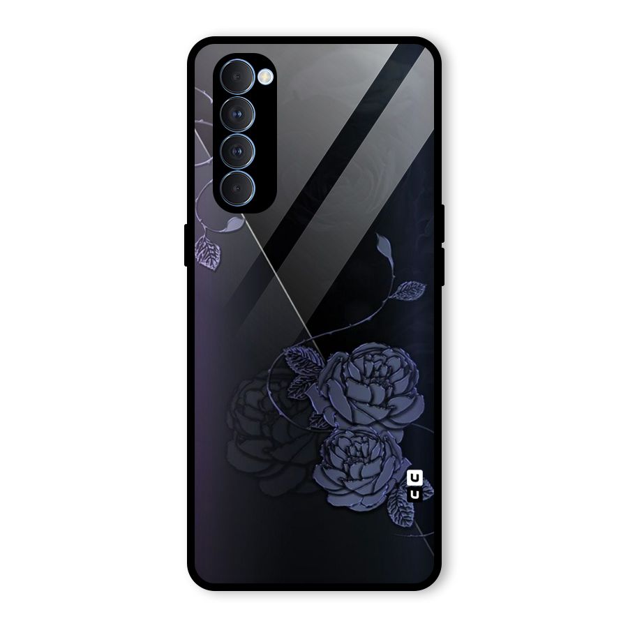 Voilet Floral Design Glass Back Case for Oppo Reno4 Pro