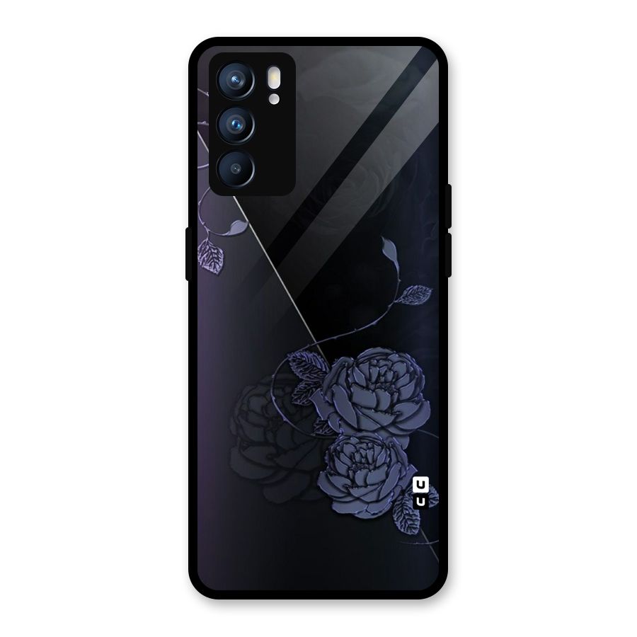 Voilet Floral Design Glass Back Case for Oppo Reno6 5G