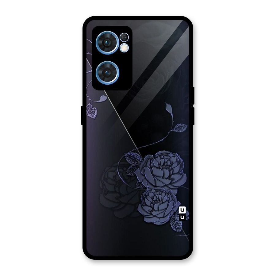 Voilet Floral Design Glass Back Case for Oppo Reno7 5G