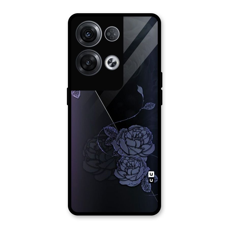 Voilet Floral Design Glass Back Case for Oppo Reno8 Pro 5G