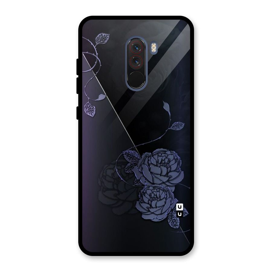 Voilet Floral Design Glass Back Case for Poco F1