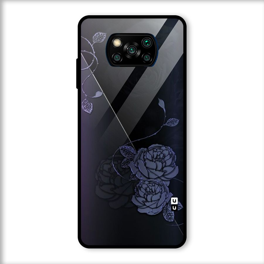 Voilet Floral Design Glass Back Case for Poco X3
