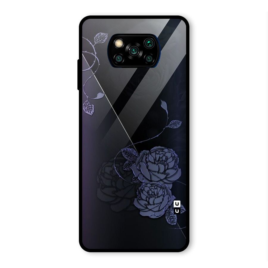 Voilet Floral Design Glass Back Case for Poco X3 Pro
