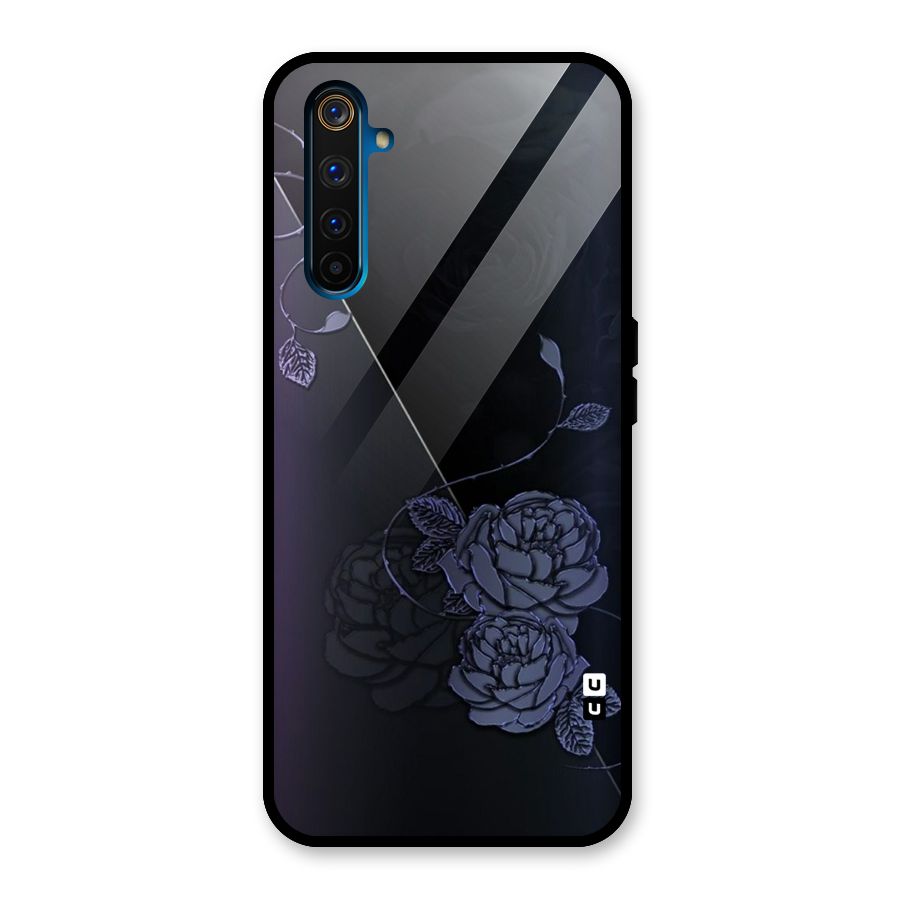 Voilet Floral Design Glass Back Case for Realme 6 Pro