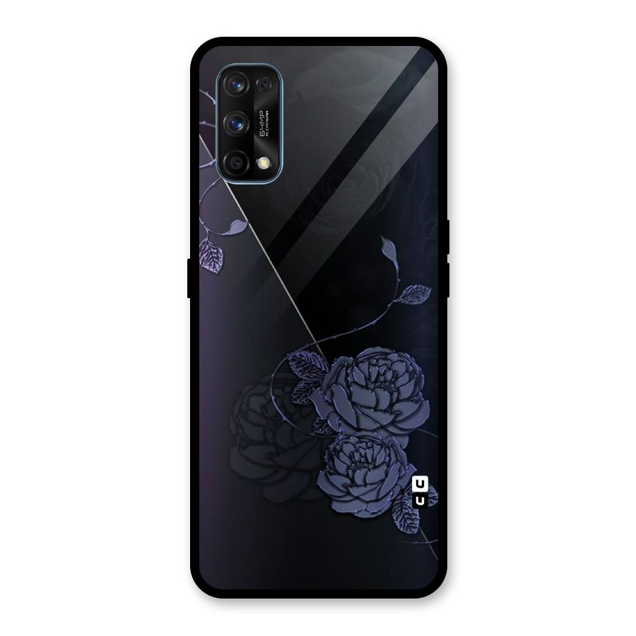 Voilet Floral Design Glass Back Case for Realme 7 Pro