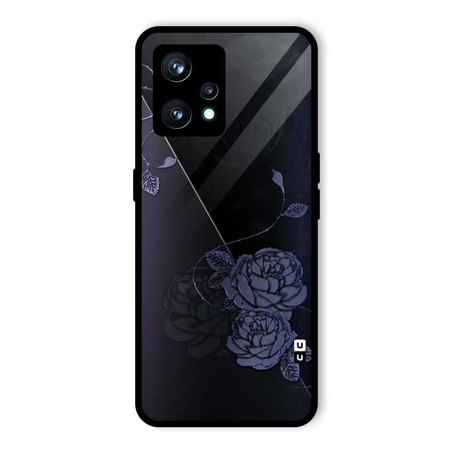 Voilet Floral Design Glass Back Case for Realme 9 Pro Plus 5G