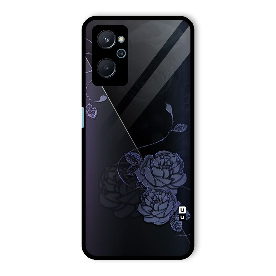 Voilet Floral Design Glass Back Case for Realme 9i