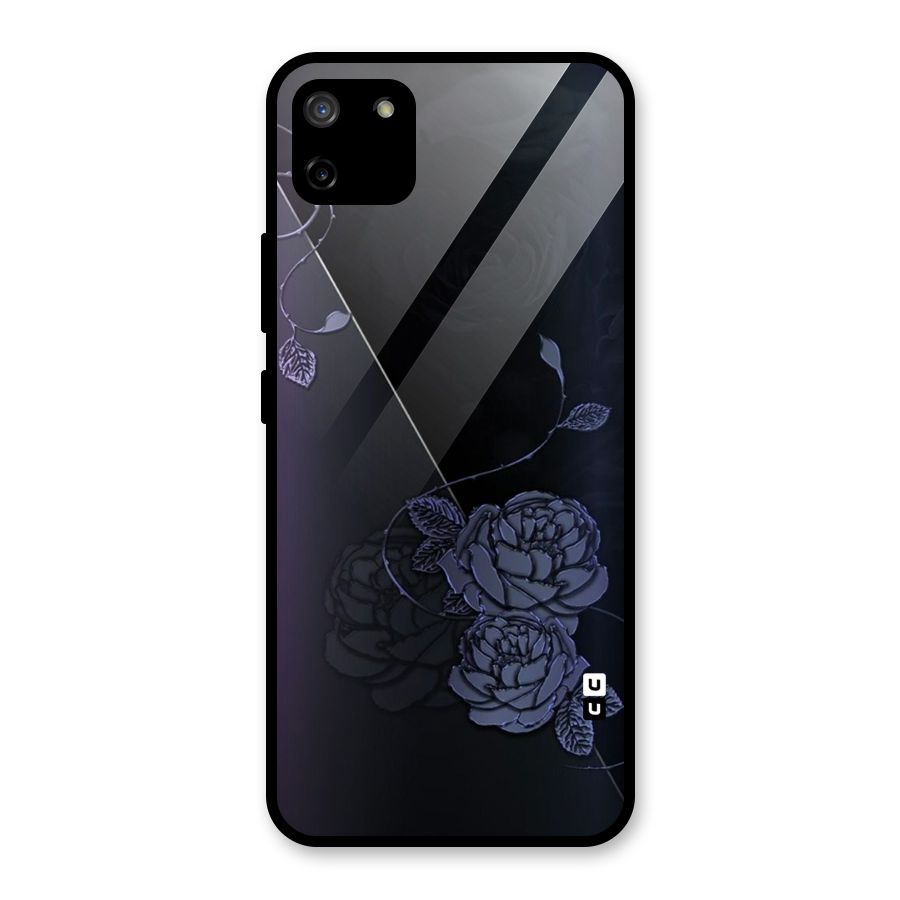 Voilet Floral Design Glass Back Case for Realme C11