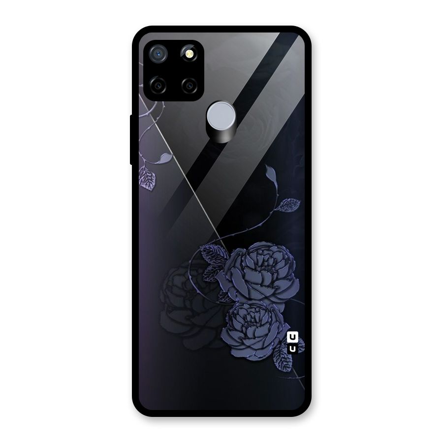 Voilet Floral Design Glass Back Case for Realme C15