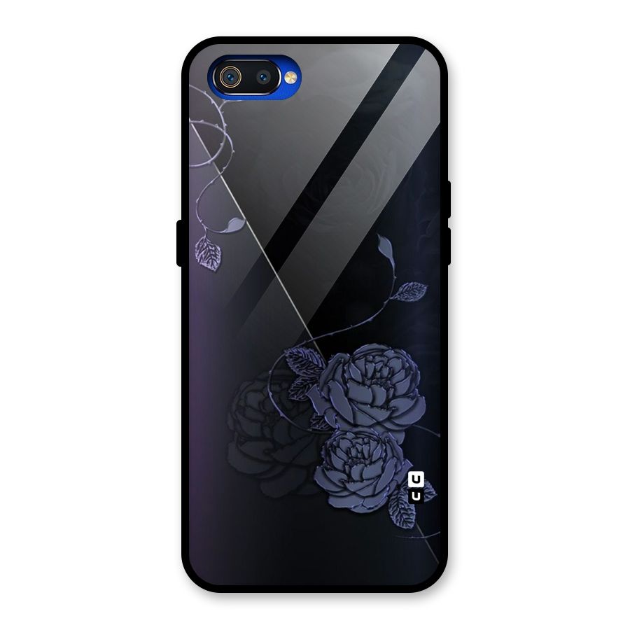 Voilet Floral Design Glass Back Case for Realme C2