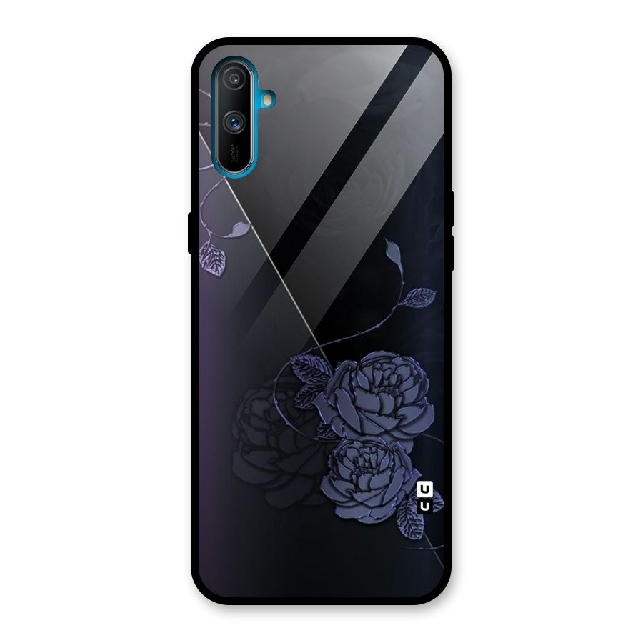 Voilet Floral Design Glass Back Case for Realme C3