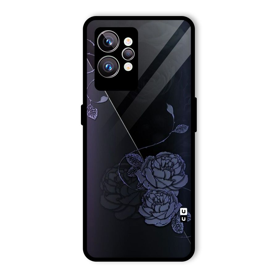 Voilet Floral Design Glass Back Case for Realme GT2 Pro