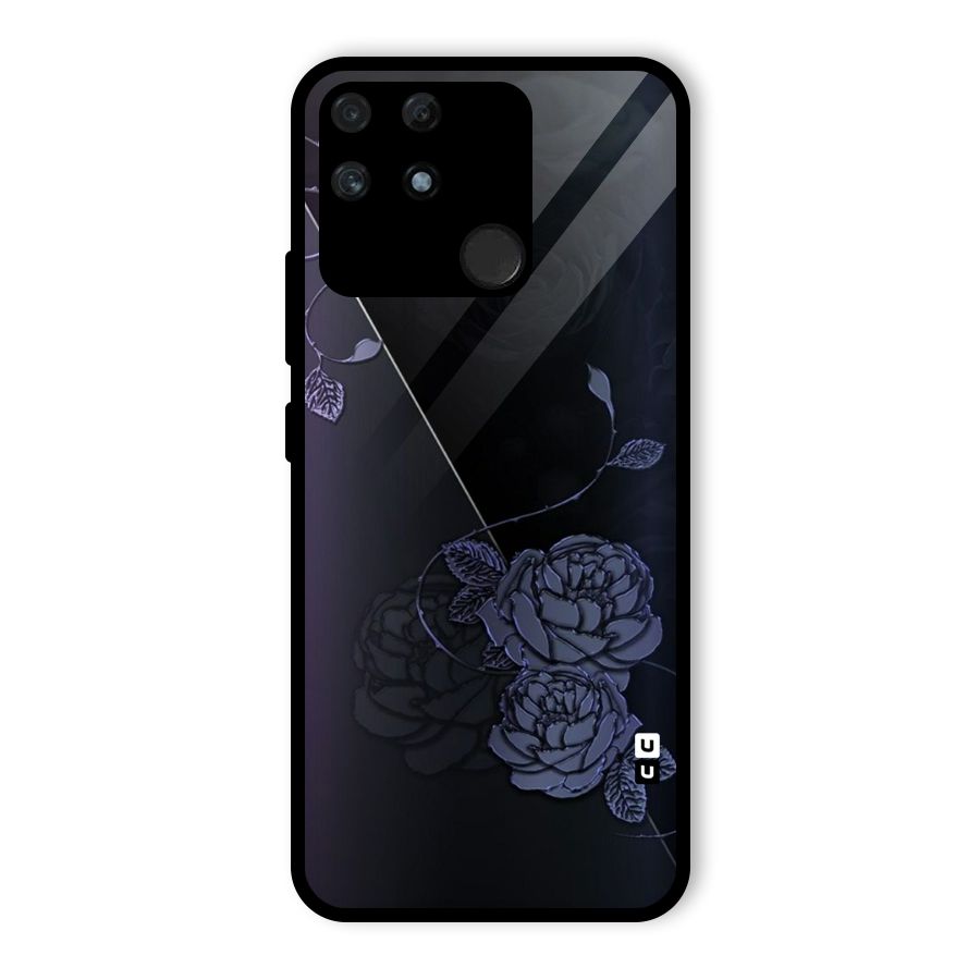 Voilet Floral Design Glass Back Case for Realme Narzo 50A