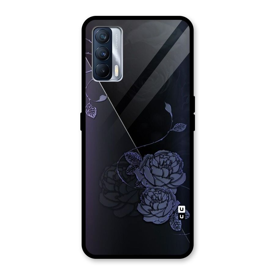 Voilet Floral Design Glass Back Case for Realme X7