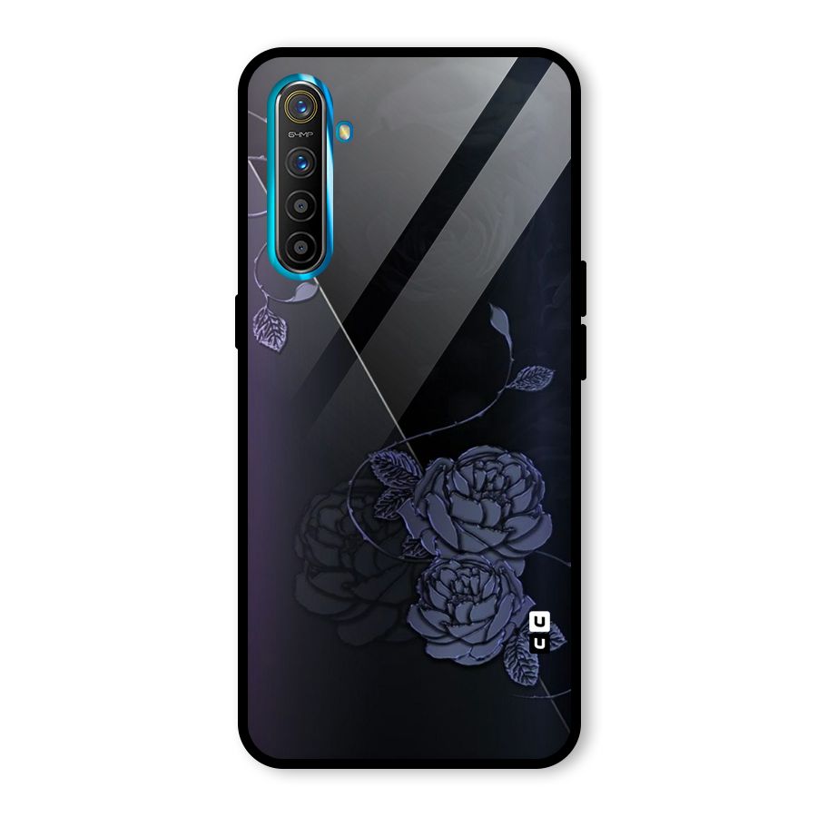 Voilet Floral Design Glass Back Case for Realme XT