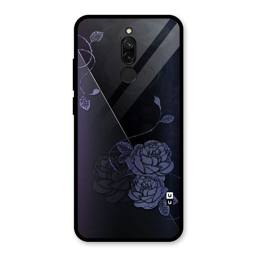 Voilet Floral Design Glass Back Case for Redmi 8
