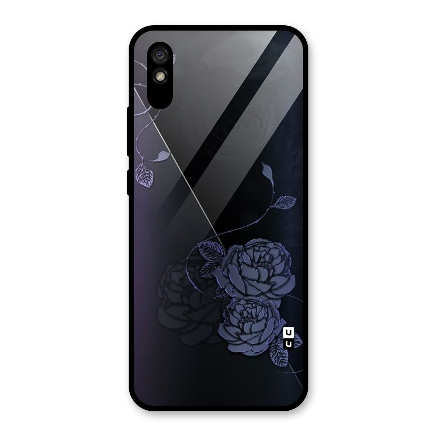 Voilet Floral Design Glass Back Case for Redmi 9A